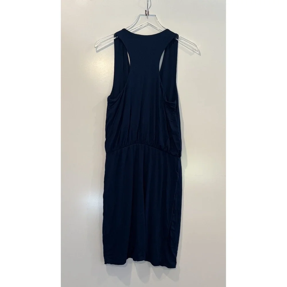 Banana Republic Navy Blue V-Neck Ruched Tulip Hem Sleeveless Sheath Dress Medium